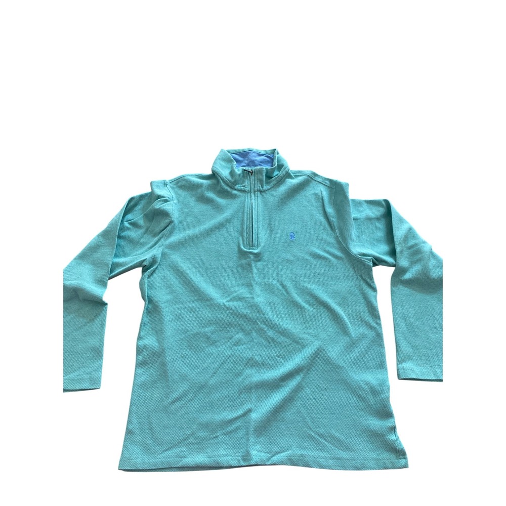 IZOD Mens Aqua Mint 1/4 Zip Pullover Textured Waffle Knit M Classic Preppy Layer